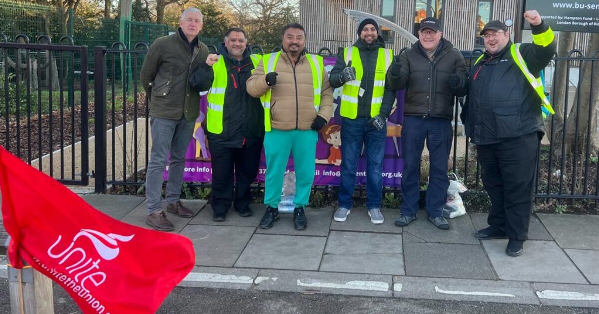 Twickenham CLP on the Unite Picket link at Fulwell bus station Twickenham Labour Party