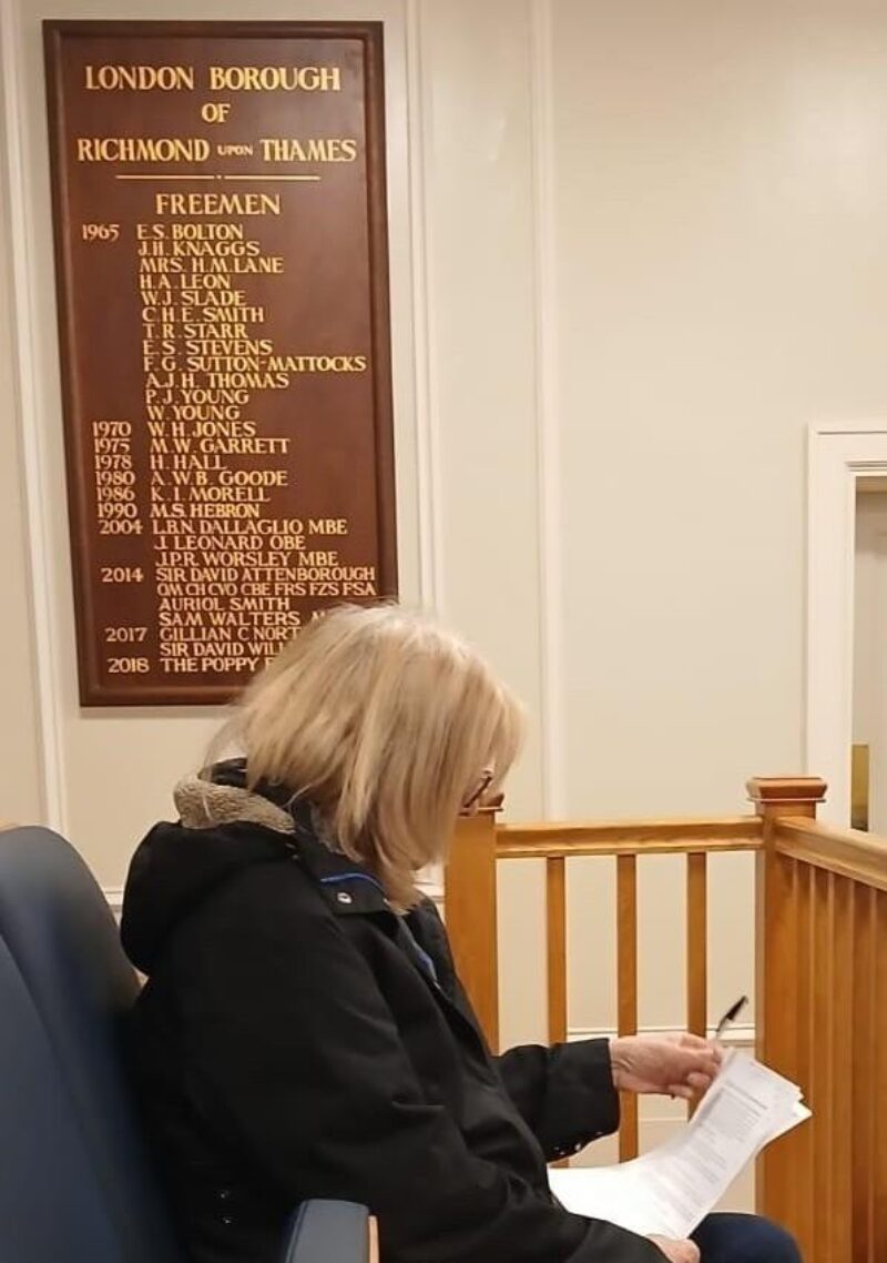 Pam Marum at the housing meeting